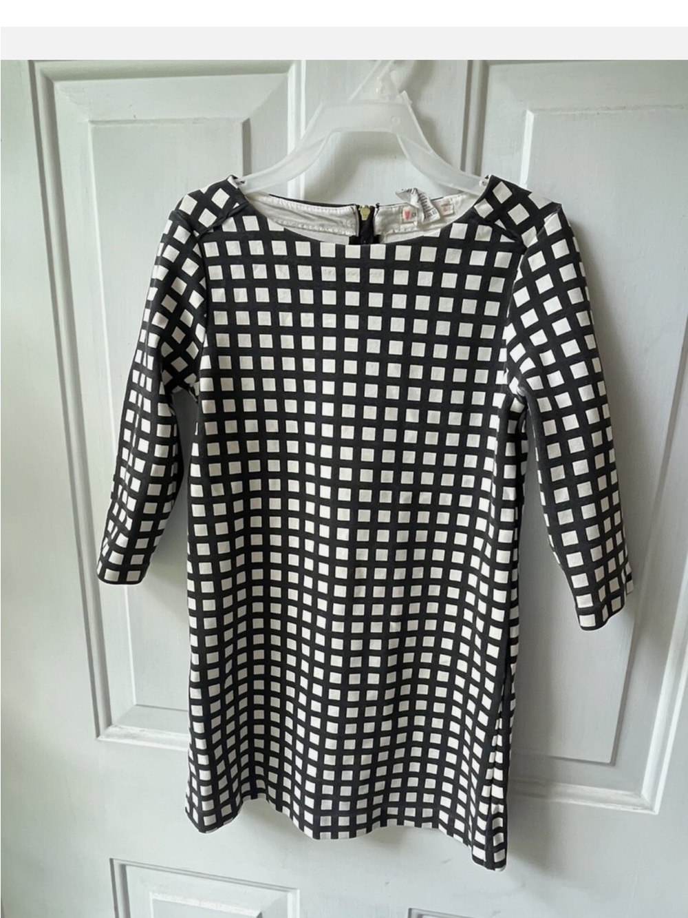 J. Crew Black and White Check Shift Dress
